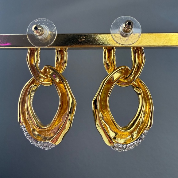 Alexis Bittar Womens Solanales Large 14K Gold Plated Crystal Link Drop Earrings - Picture 7 of 10